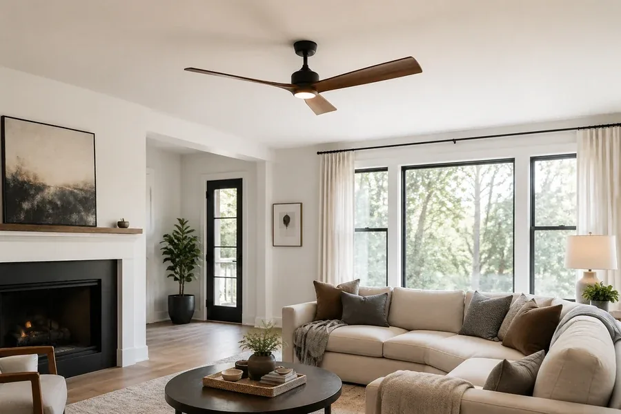 Clean modern ceiling fan shape for living room interior lines