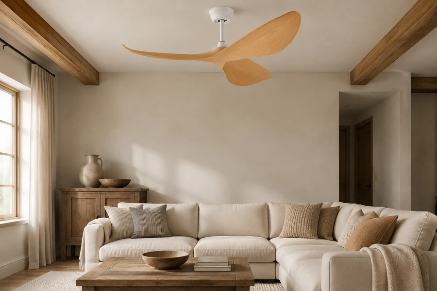 Comfortable airflow from a farmhouse or rustic ceiling fan