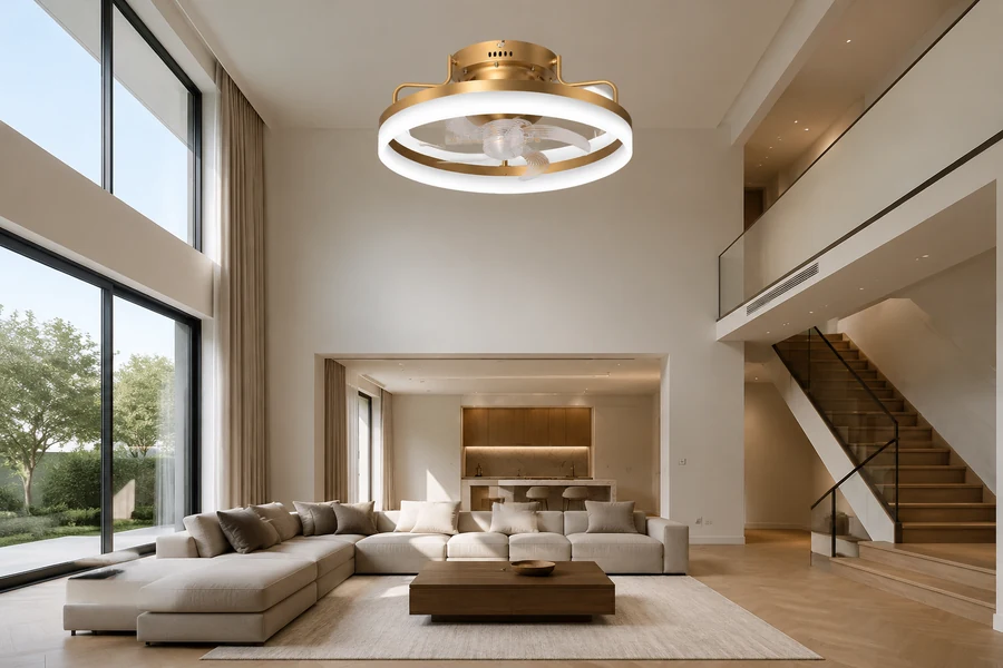Matching CFM blade pitch and airflow to a double-height living room