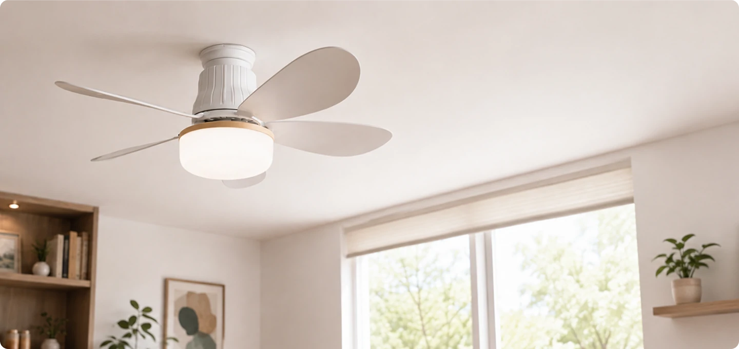 Essential socket fan light with integrated lighting for compact indoor spaces