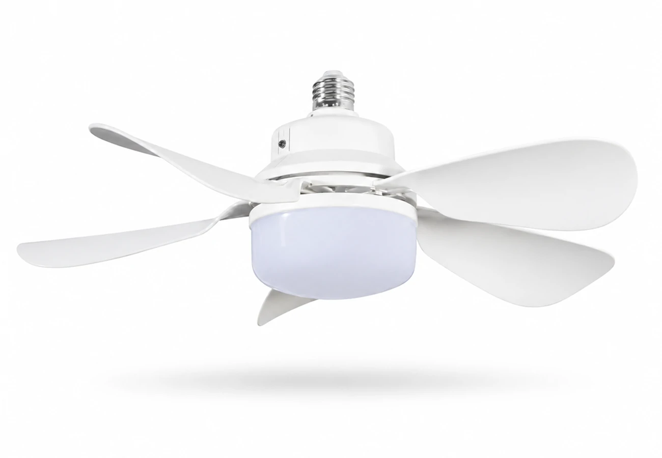 White fan light E27 with socket mounted installation design