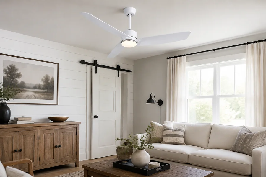 Smart ceiling fan option for farmhouse rooms