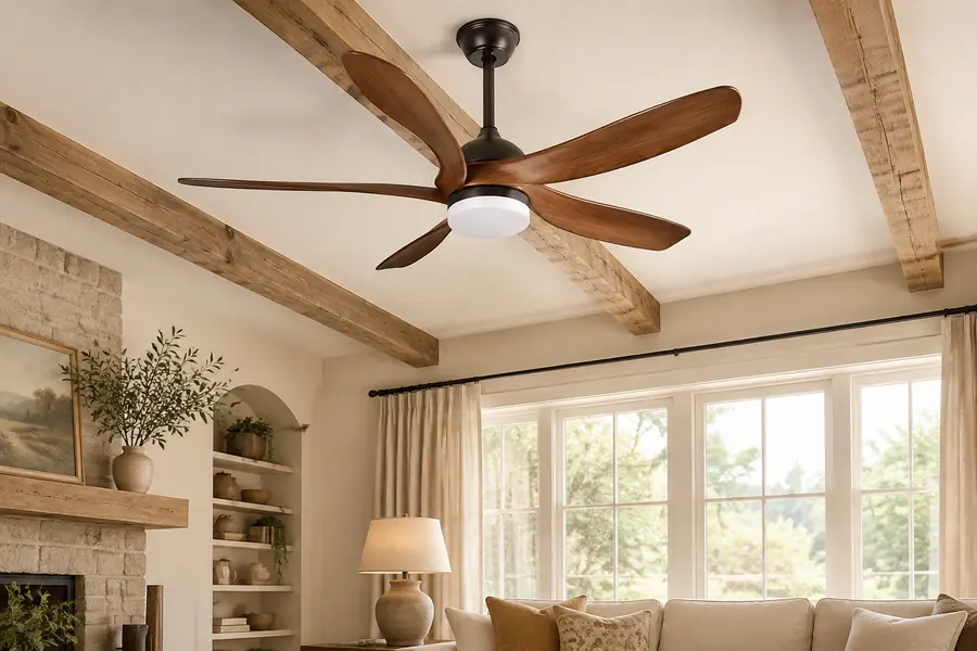 Natural materials and farmhouse ceiling fan style
