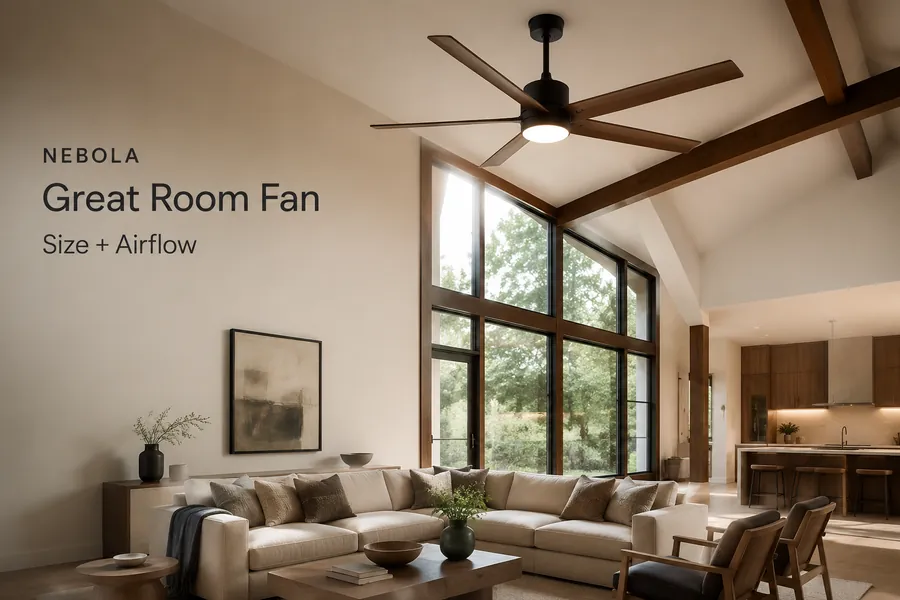 Great room ceiling fan size and airflow hero banner