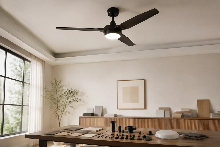 Great room ceiling fan installation details and mounting support