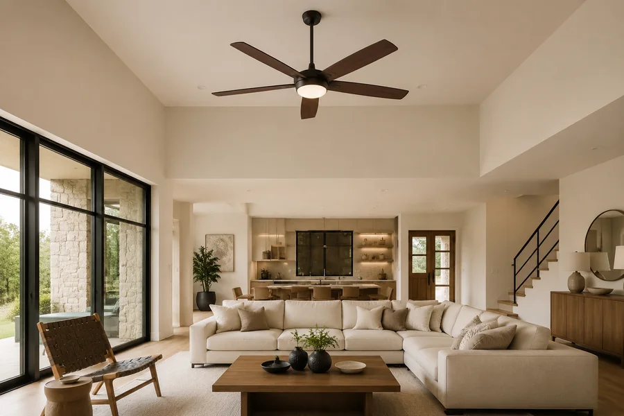 Great room ceiling fan size for a high ceiling living space