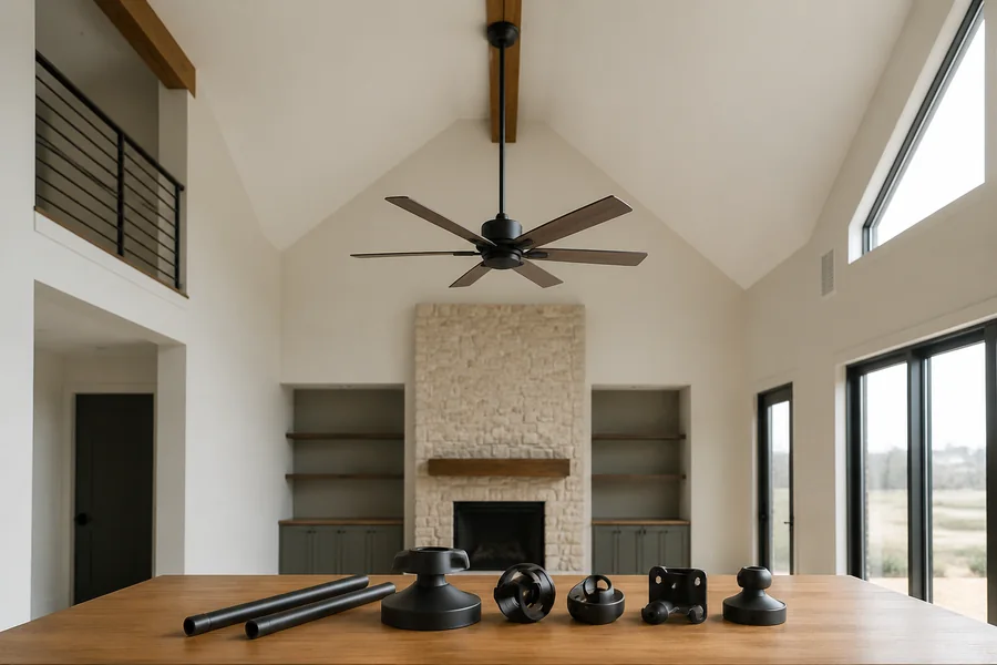 High ceiling fan installation and downrod check