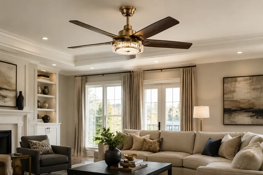 High-end fandelier with restrained living room style