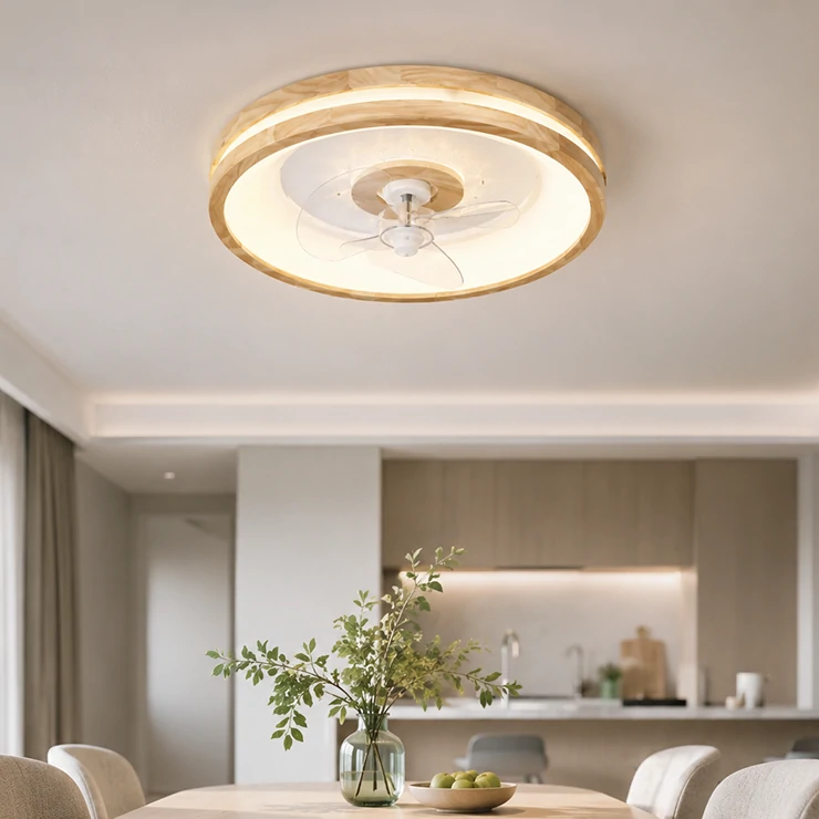 Integrated LED lighting module within a modern residential ceiling fan light