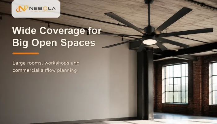 Lounge ceiling fan size and airflow planning hero image