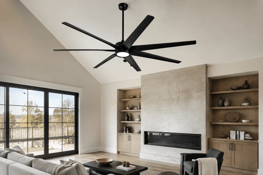 Lounge room size comparison for a larger ceiling fan