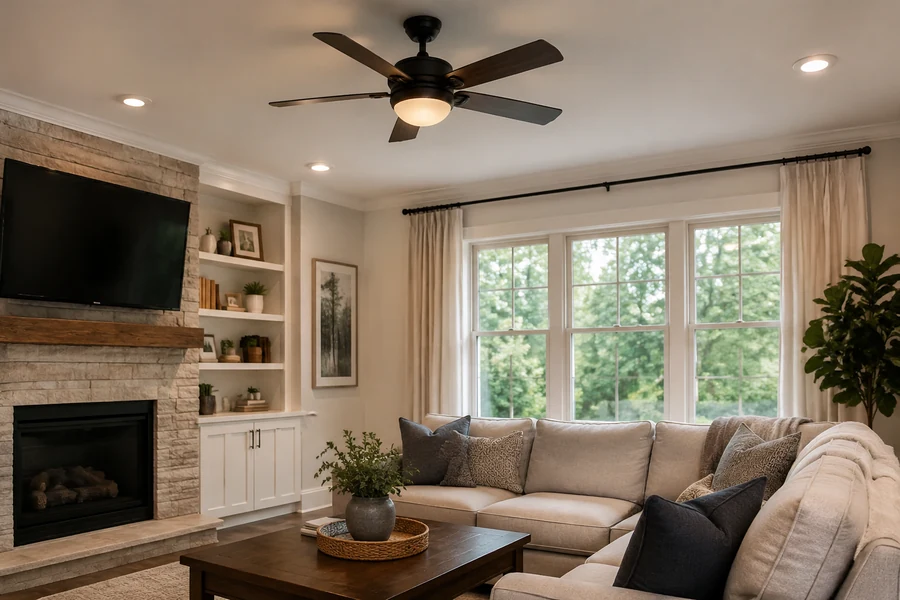 Living room ceiling fan light lumen range for practical brightness