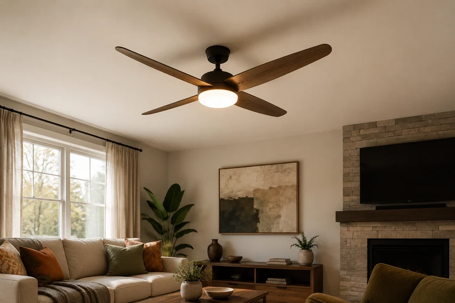 Living room LED ceiling fan lumens and brightness planning