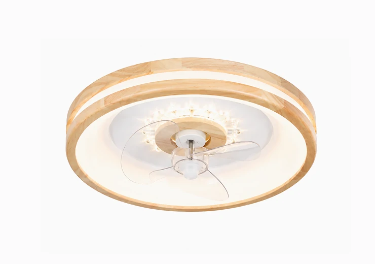 Low profile ceiling fan light fitted close to the ceiling in an apartment living room
