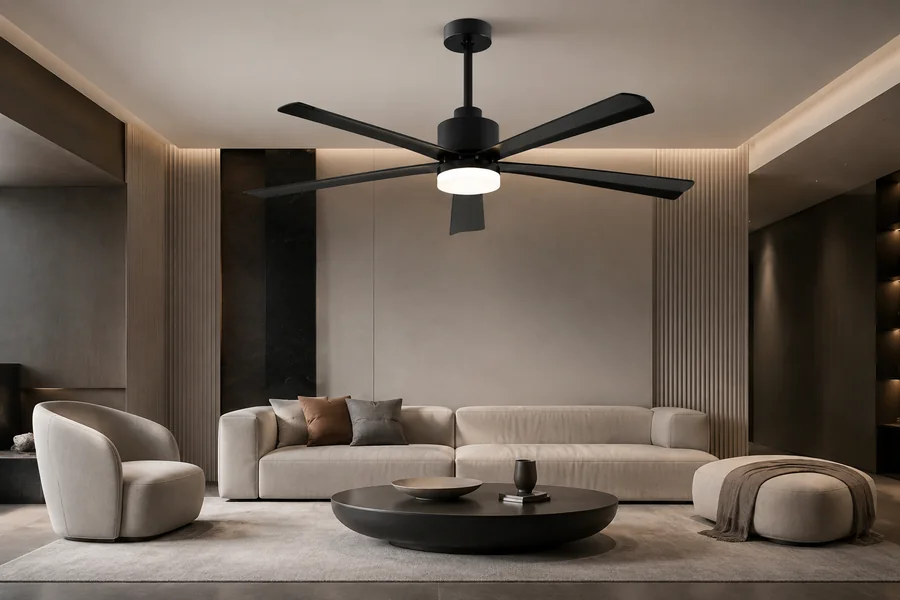 Luxury ceiling fan as a living room focal point
