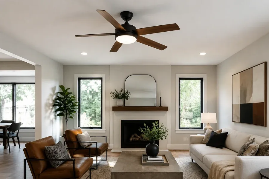 Modern living room ceiling fan style mistakes to avoid