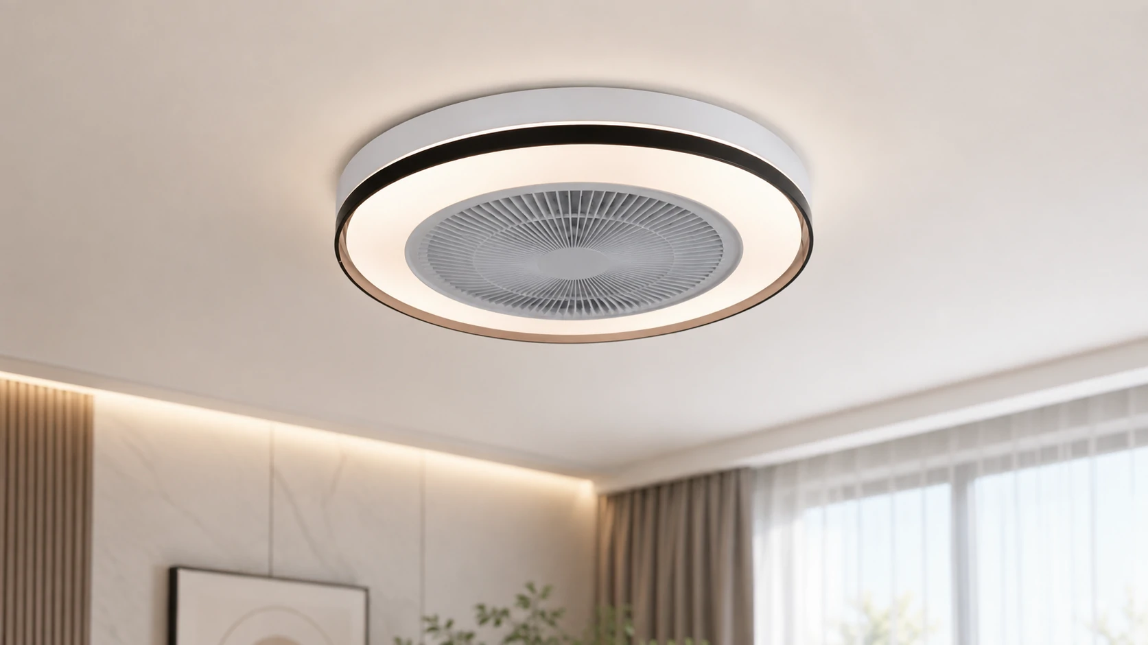 Low profile flush mount structure of the NE-RCFB10 ceiling light fixture
