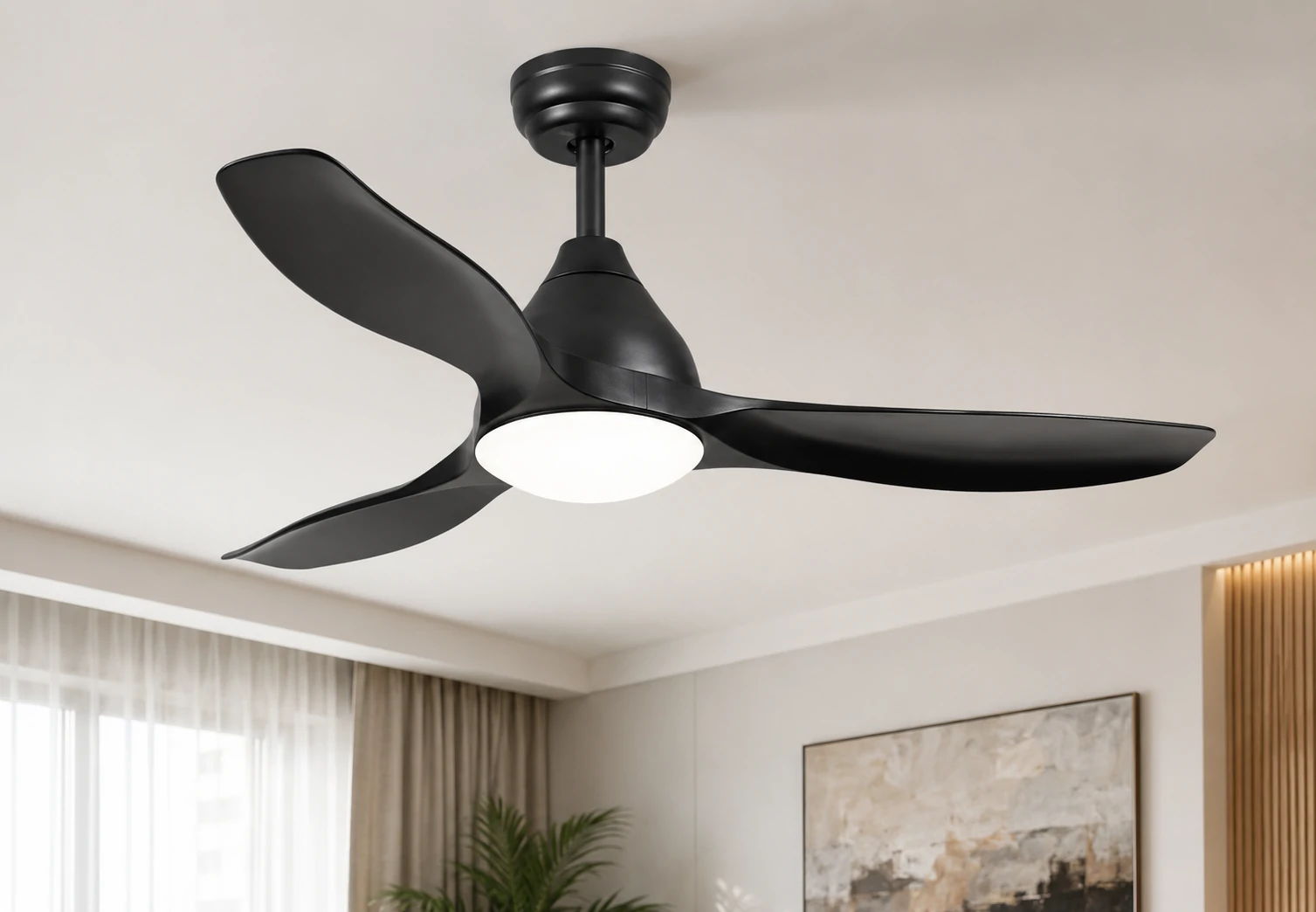 NE-SCFL16 black ceiling fan alternate angle view