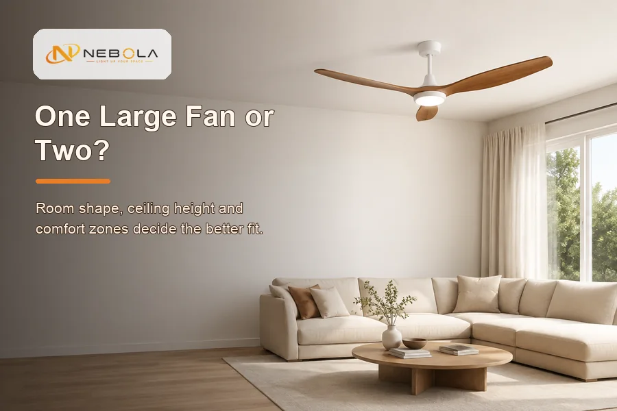 One large fan or two smaller fans: start with the room layout