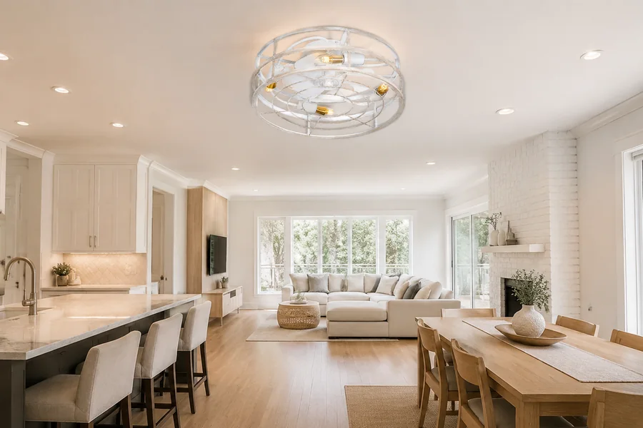 How open concept fans should work with lighting