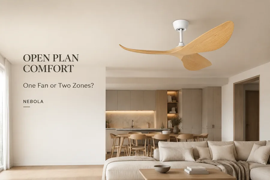 Open concept living room ceiling fan count hero image