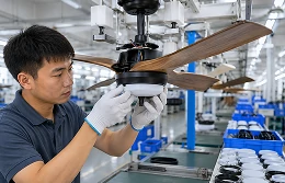 Assembly inspection of a patio ceiling fan light during manufacturing