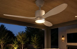 Integrated lighting unit for a modern patio ceiling fan