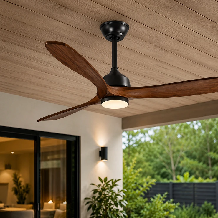 Ceiling fan mounting structure designed for covered patio installation