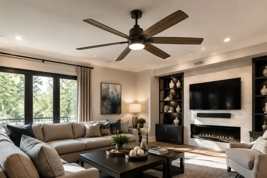 Premium ceiling fan finishes for a high-end living room