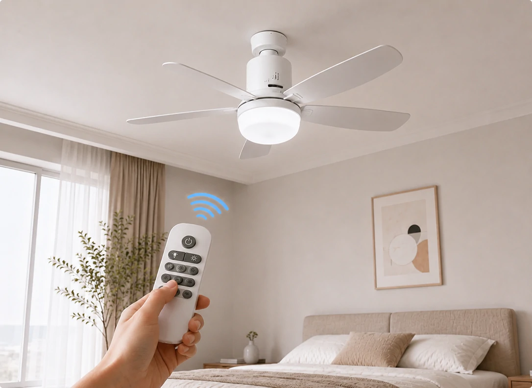Socket fan light with remote control for fan speed and lighting