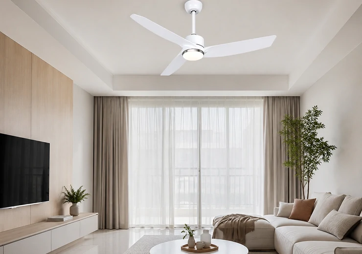 Residential ceiling fan light installed in a contemporary home interior
