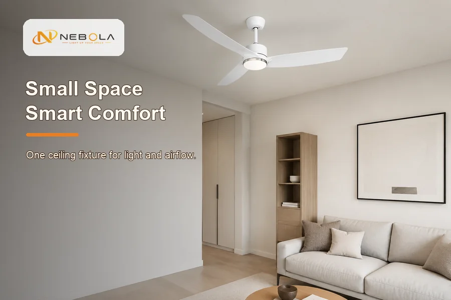 NEBOLA small apartment design detail page banner with compact fan light