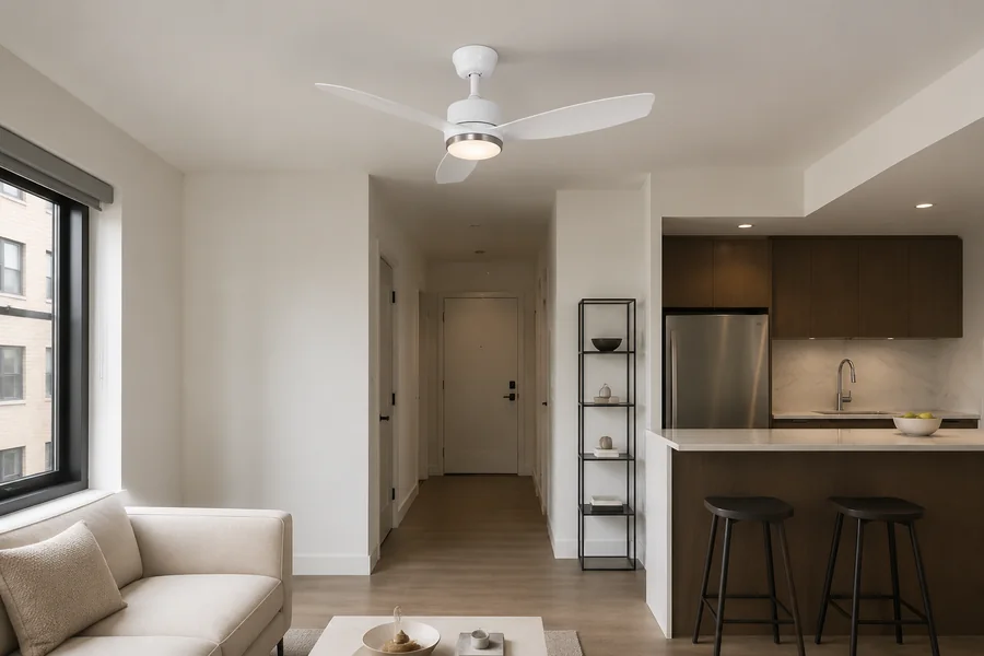 Small apartment final design checklist with compact ceiling fan light