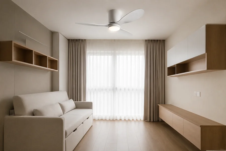 Small apartment multifunction furniture and lighting