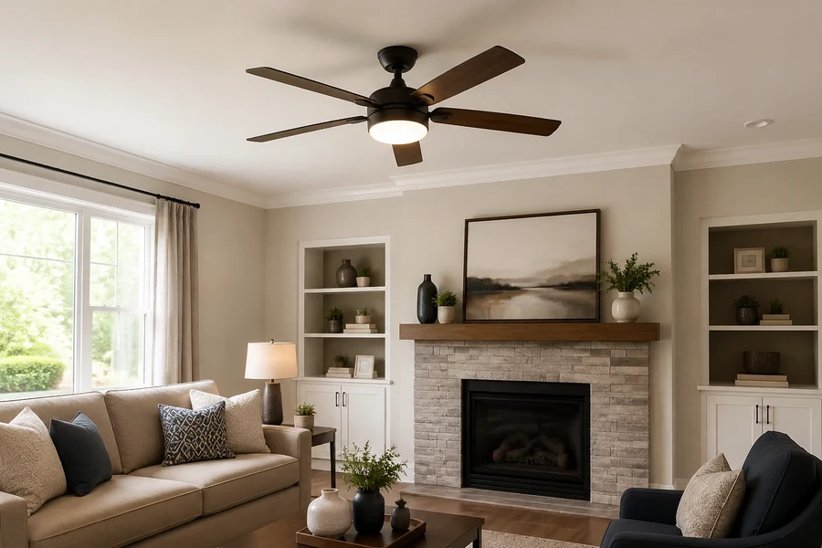 Standard ceiling fan providing real living room comfort