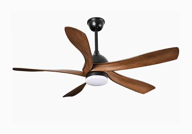Design-focused patio ceiling fan with distinctive custom blade styling