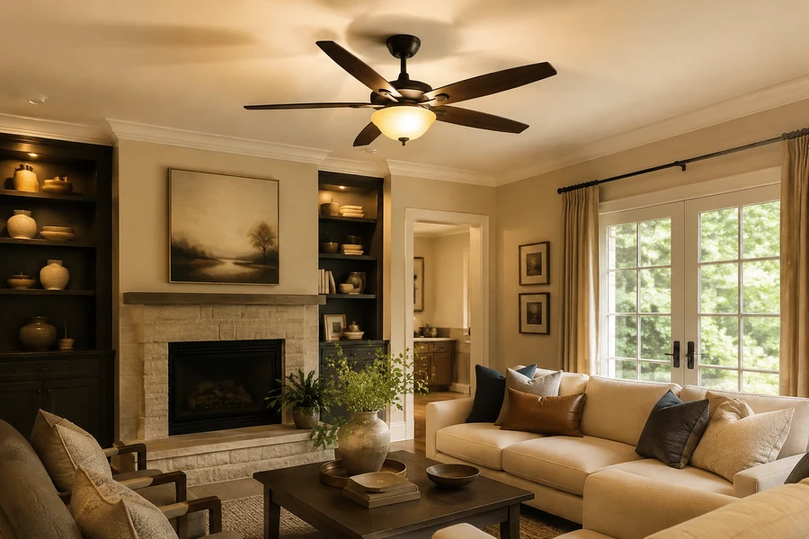 Warm 3000K living room ceiling fan light atmosphere